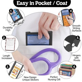 NECEG Nursing Clipboard Foldable-4 Layers Aluminum Folding Nurse Clipboard Foldable Pocket Size with Nursing Medical Edition Cheat Sheets for Nurses Students and Doctors(Black)