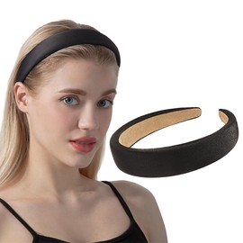 1.2 Inch Wide Solid Colors Padded Headband with No Teeth Hair Bands Non Slip Fashion Head Band for Women and Girls(Black)