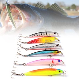 OriGlam 6pcs Fishing Lures Fishing Lure Set Minnow Baits Kit Crankbait Floating Lure with Lip Hooks Swimbait Hard Bait for Bass Trout Freshwater Saltwater