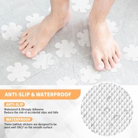 Non Slip Bathtub Stickers, 24 PCS Shower Stickers for Safety Bathroom Tubs, Bathtub Non Slip Stickers and Adhesive Decals Scraper for Bath Tub, Shower Floor, Stairs, Ladders(Flower Shape, Clear)