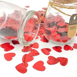 FAMULIA Confetti Heart Confetti Sparkly Red 3.5 oz (100 g) 1.2 inches (3 cm) Table Setting Decoration (Red (Heart-Shaped)