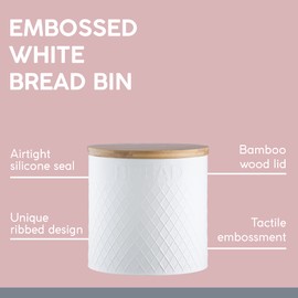 Typhoon Embossed White Bread Bin, 25 cm