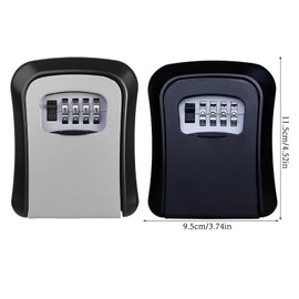 Pack of 2 Weatherproof Key Safe for Keys Door Card, Wall Mounted Key Safe for House Keys, Robust Key Box for Indoor and Outdoor Use (Grey Black)