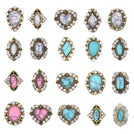 20 Pcs Western Style Nail Charms, Turquoise Nail Gems for Acrylic Nails, Gel Nails, Press On Nails and DIY Jewelry Making Supplies，Music Festival, Cowboy Theme Party Nail Art Decor