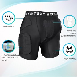 TUOY Adult Padded Compression Shorts 5-Pad Football Girdle Hip Thigh Protector