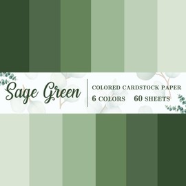 AnyDesign 60 Sheet 8.5 x 11 Inch Sage Green Thick Paper Card Stock 6 Gradient Green Colors Paper Cards Colored Scrapbook Paper for Prints DIY Arts Crafts Making School Office Home Supplies, 92lb