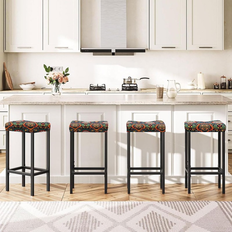 Lussenwert Stool Covers Rectangular Set of 2, Stretch Printed Vanity