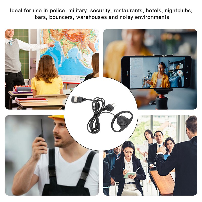 2 Way Radio Earpiece 2 Pin Plug D Shape Security