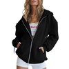 Jhsnjnr Womens Long Sleeve Hooded Sweatshirt Full Zip Up Solid