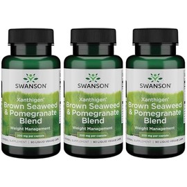 Swanson Xanthigen- Brown Seaweed & Pomegranate Blend- 200 Milligrams, 90 Liquid Veggie Caps (3 Pack)