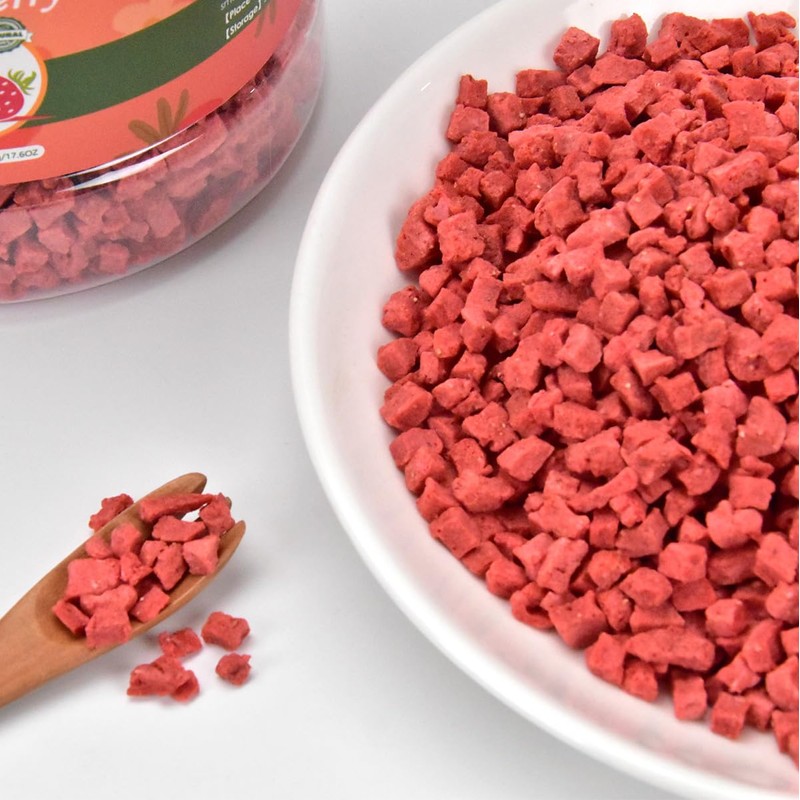 Premium Freeze Dried Strawberries Pieces 17.6 Oz/500g, Crispy Diced Strawberries