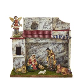 Kurt Adler 5" Musical Nativity Set with 7 Figures and Stable