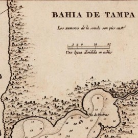 Bahia de Tampa Map LARGE Elegant Chart of TAMPA BAY Florida circa 1809 - 18"x24"