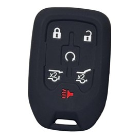Silicone Key Fob Cover, Remote Key Protector Fit for Chevy GMC 2015-2020 Tahoe Suburban Yukon XL Denali, 6 Buttons Key Fob Cover Protector (Black)
