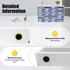 Literature Organizer, 36 Slots Desktop File Mail Sorter Organizer, PVC File Organizer Classroom Student Mailbox Paper Bill Storage Cabinet for Home School Office Seminars (White)