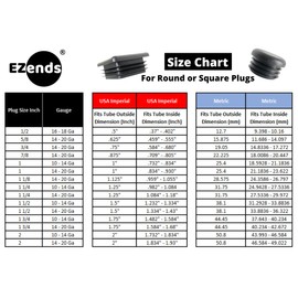 EZends 1.5 Inch Square Tubing End Cap Plug, 14/20 Gauge, 50 Pack, Durable Black Plastic LDPE, Chair Glides, Furniture Floor Protector, Chair Leg Caps,