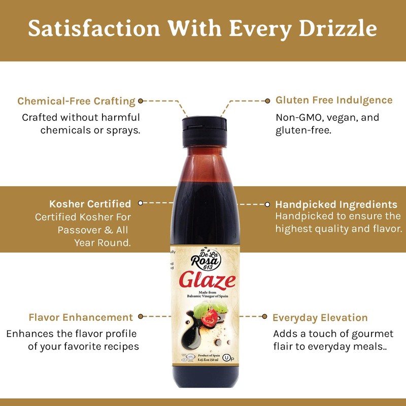 De La Rosa Balsamic Glaze, Vegan, KOSHER FOR PASSOVER, Non-GMO