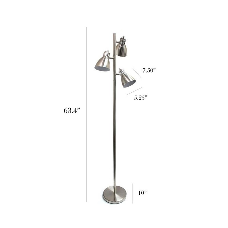 Simple Designs LF2007-BSN Metal 3 Light Tree Floor Lamp, Brushed