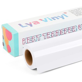 White Heat Transfer Vinyl - Lya Vinyl 12" x 10ft White Iron on Vinyl Roll for Cricut, Silhouette Cameo, Premium HTV for DIY Clothes, Bags, Shoes and Other Textiles
