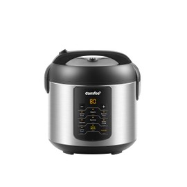 COMFEE' Compact Rice Cooker, 6-in-1 Stainless Steel Multi Cooker, Slow Cooker, Steamer, Saute, and Warmer, 2 QT, 8 Cups Cooked(4 Cups Uncooked), Brown Rice, Quinoa and Oatmeal, 6 One-Touch Programs