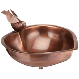 Achla Designs HBB-01 Heart Shaped Copper Metal birdbath Bowl, Solid Brass