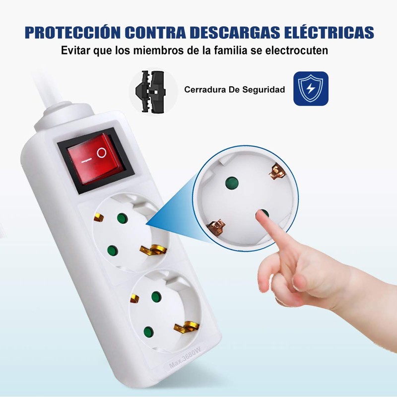 EXTRASTAR 1.5M 2 Way Power Strip with Switch for Home,