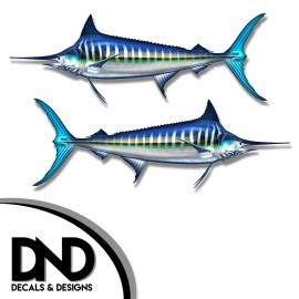 Striped Marlin - Fish Decal Fishing Tackle Box Bumper Sticker "3in SET" F-0740 &