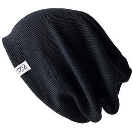 CHARM Watch Cap, Waffle Fabric (100% Cotton), Comfortable Year Round Without Feeling of Tightness, Medical Hat, Care Hat, Large Size, 6 Colors Available, A: Black., Free size