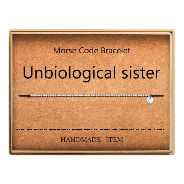 Lcherry Unbiological Sister Morse Code Bracelet Initial C Disc Charm