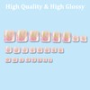 24PCS French Tip False Toenails - Square Pink Heart Fake