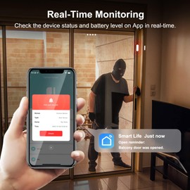 Smart WiFi Sensor for Doors and Windows, Alarm for Doors and Windows, Smart Door and Window Contact Sensor for Home Security, Alexa Compatible, Pack of 2