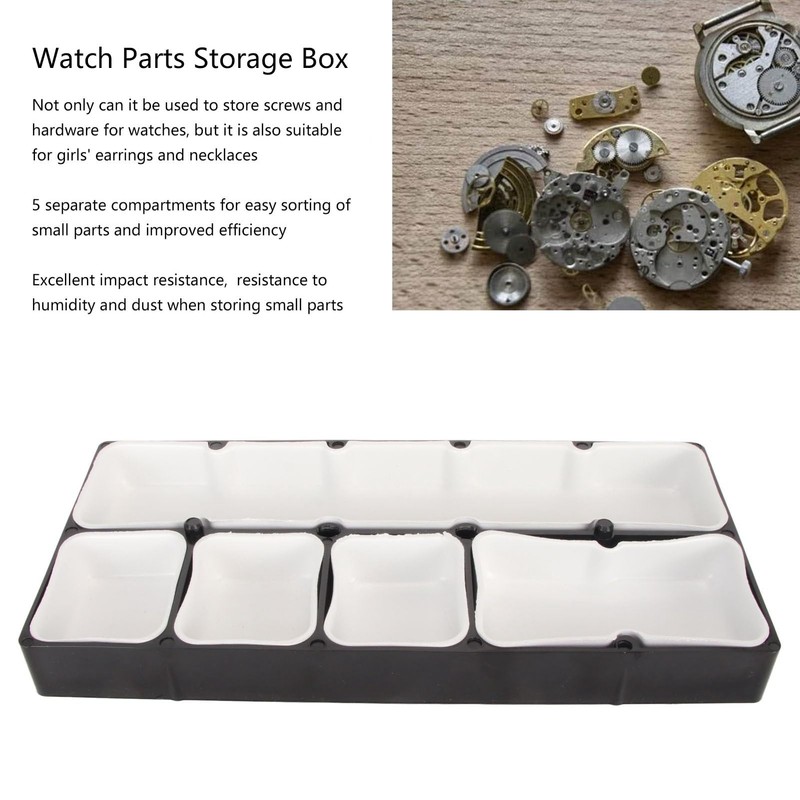 Waterproofs Watch Parts Storage Box with 5 Compartments Shockproof Organizer
