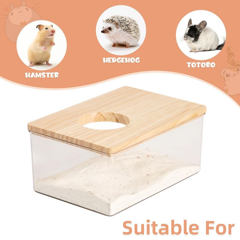 FeiFanChoice Hamster Sand Bath, 18.5x12.5x8.5 CM Transparent Hamster Bathing Sand,