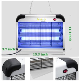 Phosooy Electric Bug Zapper, Indoor Mosquito Killer with 20W Lamps 2800V Grid, Plug-in Hanging Insect Trap for Mosquito, Moth, Fly Killer Indoor Use