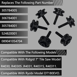 Tile Saw Roller Assembly Compatible With Ridgid 7" Tile Saw R4030 R4030S R4031 R4031S R40311 DT180EVO Replace 305784005 306784001 305784001 524820001 089041054704