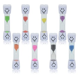 Yuronam 3 Minute Sand Timer Set, 8 Pack Colorful Smiley Hourglass Timers for Kids Proper Tooth Brushing