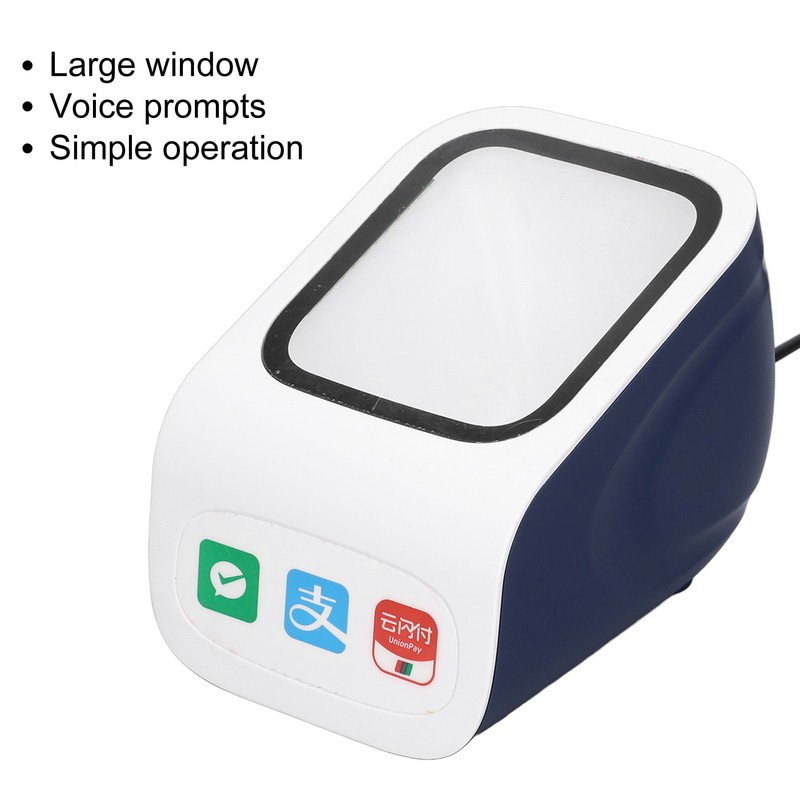 Desktop Barcode Scanner Voice Prompts Large Window QR Barcode Scanner