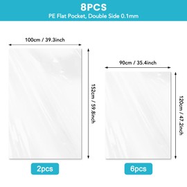 Pack of 3 Extra Large Clear Plastic Storage Bags, 90 x 120 cm, 100 x 152 cm, Gaint Transparent Plastic for Dustproof, Luggage, Suitcase, Furniture, Comforter, Chair, Children's Bicycle and More