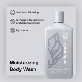 Black Wolf Moisturizing Body Wash for Men, Sandalwood - Mens Hydrating Bodywash for Dry, Dehydrated, & Sensitive Skin - Hyaluronic Acid, Aloe Vera, & Jojoba Oil Body Cleanser Help Remove Oil & Dirt