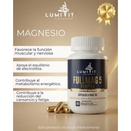 Pack Magnesio Lumivit Fullmag Complex Magnesios Citrato Gluconato Glicinato Malato Vitamina Vitaminas Mujer Hombre Capsulas