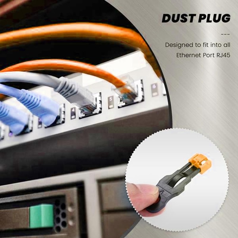 Snblzhef 500Pcs Orange RJ45 Port Ethernet LAN Hub Anti Dust