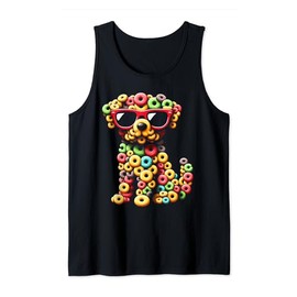 Fruity Cat Fun: Fruit Loops Cat Tank Top, black