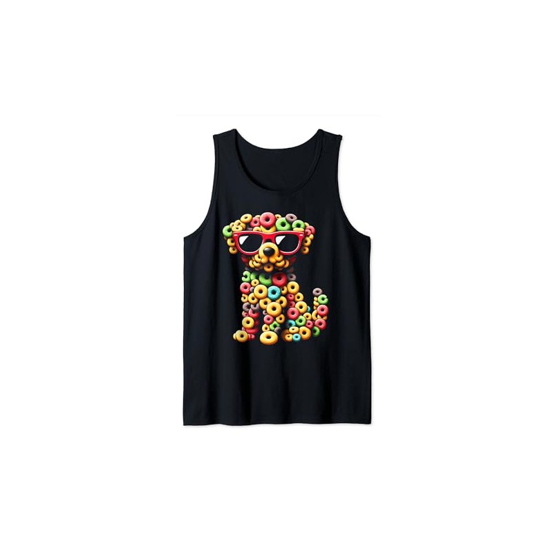 Fruity Cat Fun: Fruit Loops Cat Tank Top, black