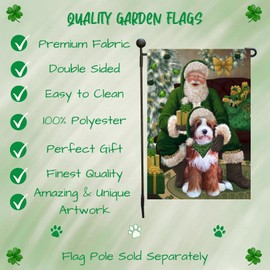Doggie of the Day Bernedoodle Dog Garden Flags - Christmas Irish Santa with Gift - Double Sided - Yard Porch Lawn Spring Decorative Gift - Home Decor 12 1/2"w x 18"h - GFLAG50264