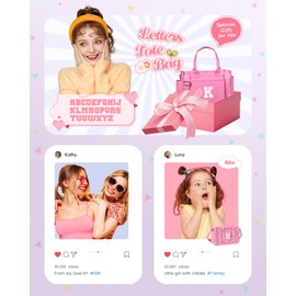 Freesya Gifts for Preteen Teens, Tote Bag for Women with Initials, Shoulder Crossbody Zipper Bag, Monogrammed Gift for Daughter Granddaughter, Cute Bag for Daily Essential, Perfect Work Travel Gym Bag