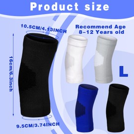 Lenwen 4 Pairs Kids Elbow Brace Compression Arm Elbow Sleeve Knit Guard Gym Protectors for Boys Teen Children Girls Basketball Volleyball Tennis Cycling(9-13 Years,Black, White, Blue, Gray)