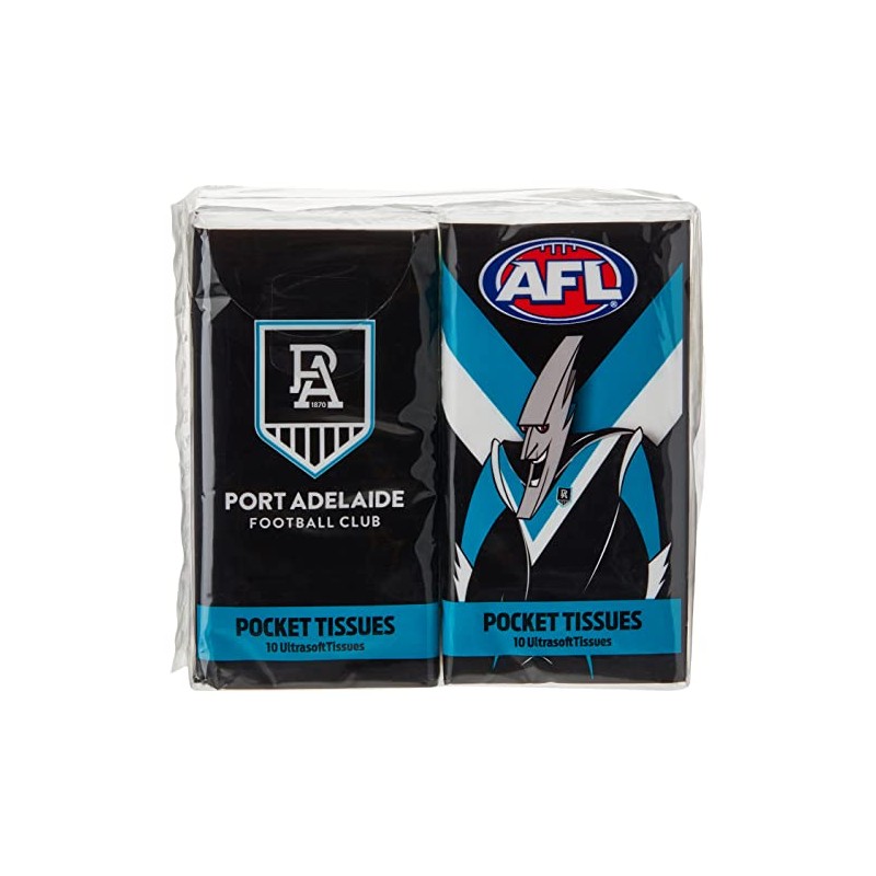 AFL Port Adel Mascot Pocket Tissues (Pack of 4)