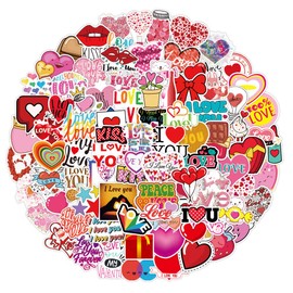 Valentine's Day Stickers for Laptop (100 Pieces), Gift for Children, Teenagers, Adults, Boys, Valentine's Day Stickers, Waterproof Vinyl Stickers for Scrapbooking, Skateboard, Car, Luggage
