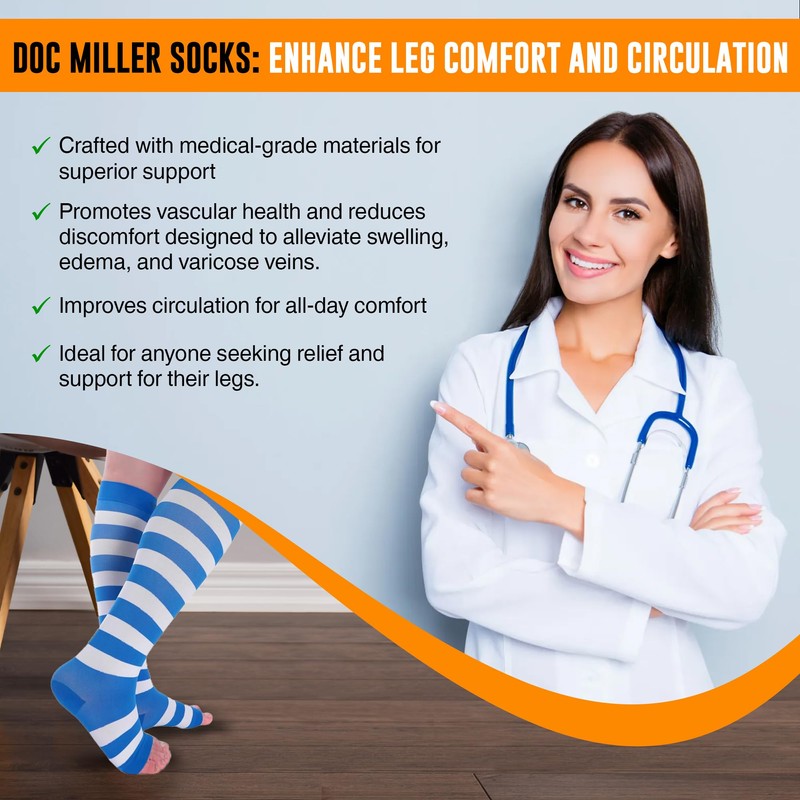 Doc Miller Calcetines de Compresión de Punta Abierta (1 par)