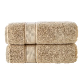 NOVA Luxury Linen - Hotel Quality Turkish Towel Set for Bathroom (2 Pcs Bath Towel Set, Warmsand Beige)